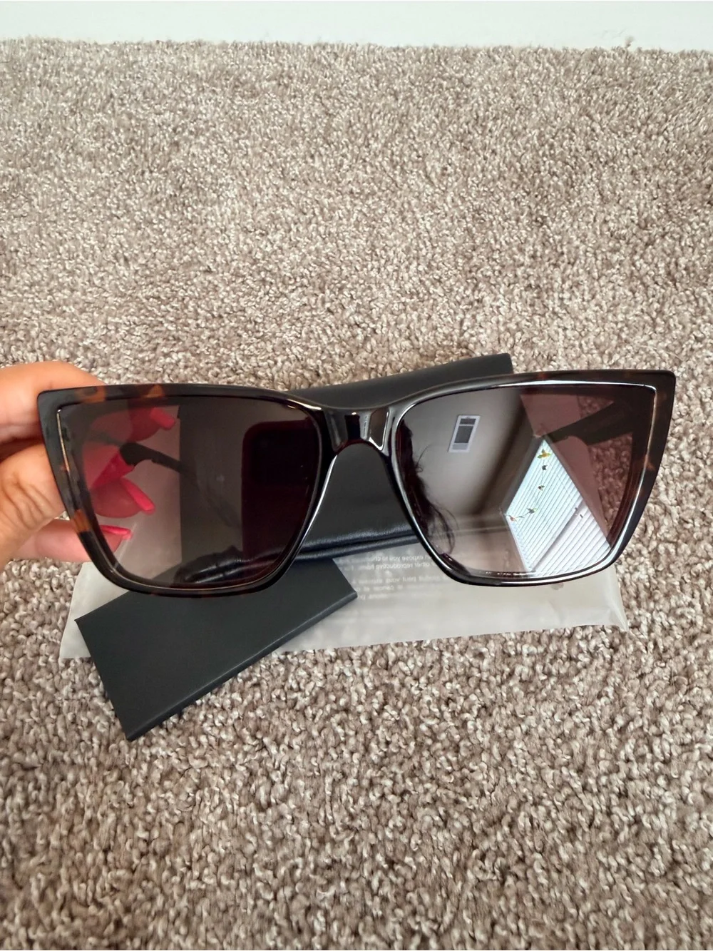 NIB QUAY Call The Shots Remixed Cat eye Sunglasses 43mm with brown lens